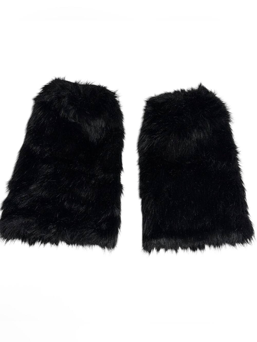 Black goth faux fur leg warmers/ boot covers one size unisex